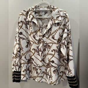 Joseph Ribkoff Chain Print Blouse Ivory Gold Black Baroque⛓️‍💥 👠